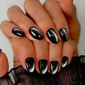 Cat Eye Press on Nails Short, Chrome Press on Nails Oval, Thick Glazed Dark Black Fake Nails Press ons for Women, Reusable Magnet Bling Glitter Glue On Nails Almond in 15 Sizes, 30 Pcs