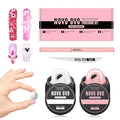 NOVO OVO Upgraded NON-STICKY Polygel Solution Procedure Set, White and Pink non-sticky Poly Gel, Dual-Ended Nail Pen, Extra Slim Nail File, Easy to Use Together with Toe or Hand Nail Dual Forms