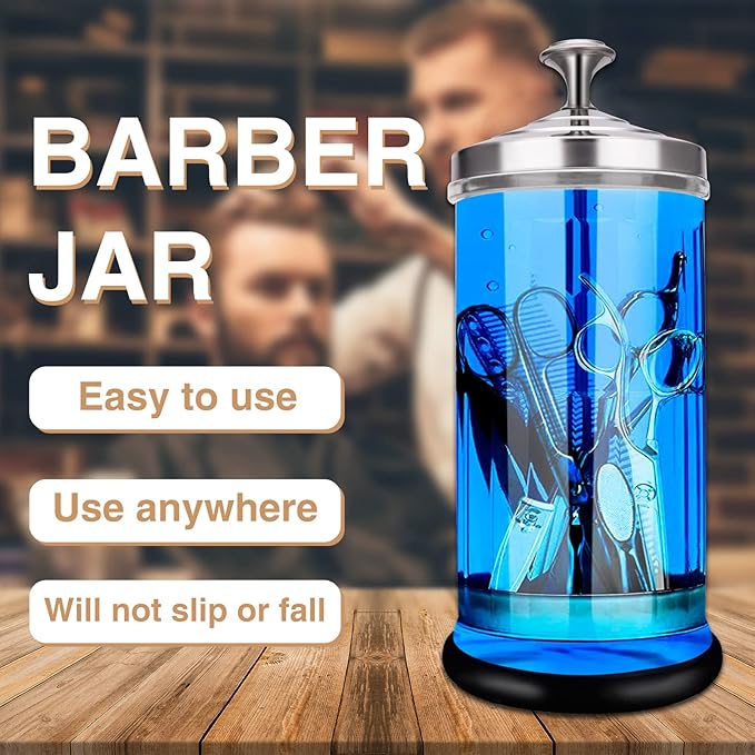 Disinfectant Sterilizer Glass Jar for Nail Tools and BarberShop Hair Stylist Tools (33 Oz /1000ml)