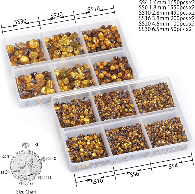 8000pcs Hotfix Rhinestones Flatback,Rhinestones for Crafts Clothes Mixed 6 Sizes, Hotfix Crystals with Wax Pencil Kit, SS4-SS30,Topaz