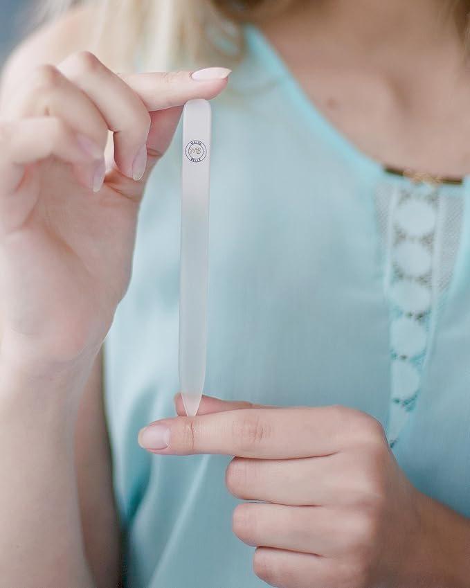 Malva Belle Best Crystal Glass Nail File for Women - File & Travel Case Set - Heavy Duty for Natural Nails, Gel - Professional Nail Shaper – Nail Care Essentials - Pastel Pink 2mm