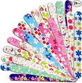 24 Nail Files, Colored Emory Plate Nail Files Double Sided 180 Grains Professional Manicure Emory Plate Buffer Pedicure Tools Nail Shaping Polishing Files (Flower Series, Count, 24, 100/180 Grit)