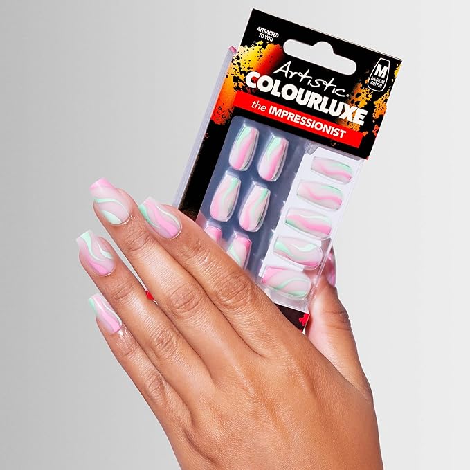 Artistic Colourluxe Press-On Tips Kit - Ready to Wear Manicure -Long-Lasting Manicures – Easy Application, Natural Look, 30 Nails (Attracted To You, Kit)