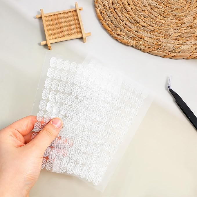 1000 Pcs Double Sided Nail Tape False Tip Nail Stand Sticky Tabs with Tweezer Press on Pre-Cut Adhesive Strips for Nails Display Stand Practice Holder, Color Chart Book