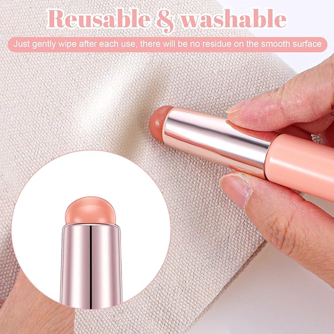 4Pcs Silicone Nail Tools Nail Art Brushes Soft Silicone Stamping Manicure Tool Reusable Nails Powder Applicator Brush Soft Head Stamper Pen for Ombre Chrome French Gradient Painting Lipstick Concealer
