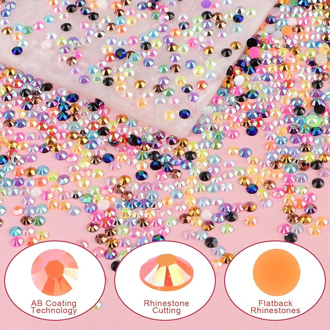 28 Colors Resin Jelly Rhinestones for Bedazzling, 3mm 26000Pcs Flatback Gems for Crafting, Bedazzling Kit with B7000 Glue for Clothing Shoes Nail Book Diamond Art