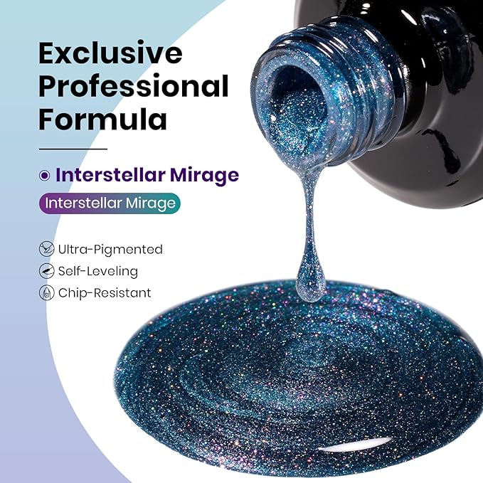 Beetles Cat Eye Gel Nail Polish - 15ML 9D Cat Eye Chameleon Blue Glitter Gel Polish Interstellar Mirage Blue Purple Magnetic Shimmer Effect Soak Off UV Salon DIY Manicure Gifts for Women