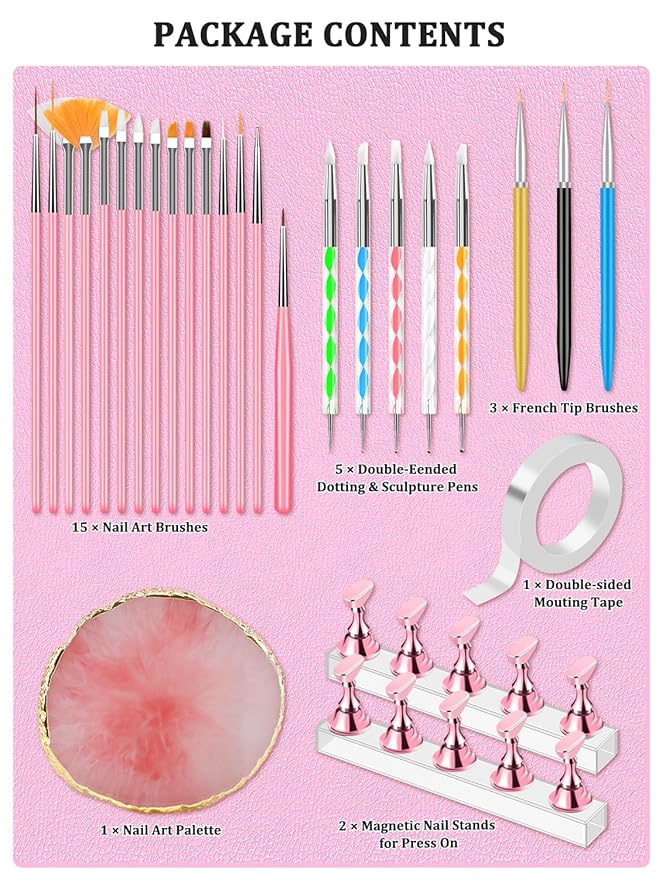 Nail Art Design Tools, Nail Stand Holder for Painting Nails, Nail Art Brushes, Nail Dotting Sculpting Gel Tool, French Tip Tool Liner Brushes, Resin Nail Art Palette, Nail Stuff for Nail Techs