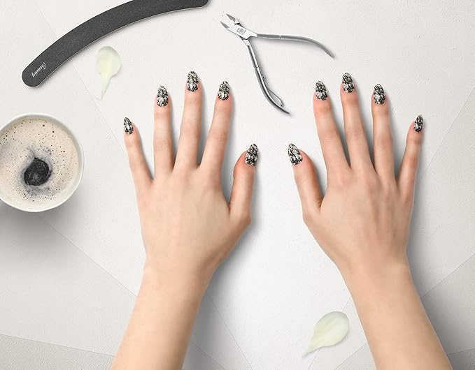 LeChat - Perfect Match Gel Polish - Black Tie Affair - Silver Hexes and Black Glitter on Clear Polish - (0.5 Ounce) - Easy Application - Soak Off Formula