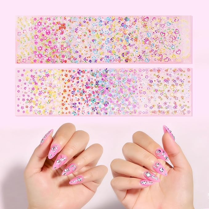 Acrylic Fake Nails Kit for Beginner - Press On Nail Supplies with Clear Almond Tips Chrome Powder Nail Stand Nail Art Brushes Dotting Pen Glitter Sequins Sticker Rhinestones