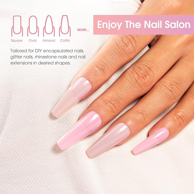 ROSALIND Soft Pink&Pearl Pink Extension Gel, 2 PCS 30ml Poly Nail Gel kit Nail Builder for Nail Art,Thickening Poly Nail Gel Tube Need UV Lamp