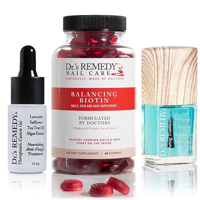 Dr’s Remedy 3 Pack Nail Polish Treatment Kit, HELPFUL Healing Trio, Non Toxic and Organic All Natural Enriched Nail Strengthener