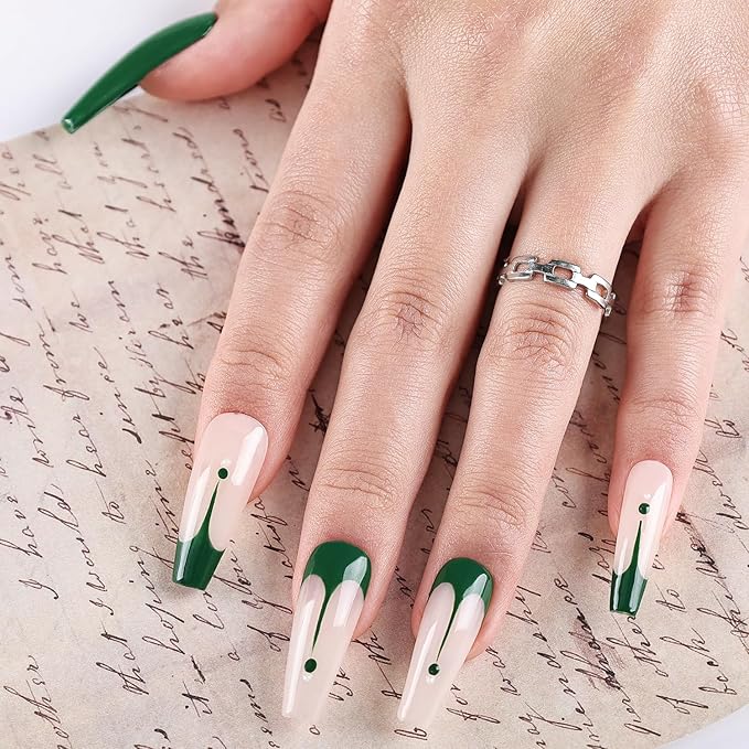 JODSONE Dark Green Swirl Nail Art Liner Gel Polish,10ml Classic Color 3D Nail Art Pens Effect Nail Print Design with Thin Brush for French Tips Manicure Painting DIY at Home - LB13