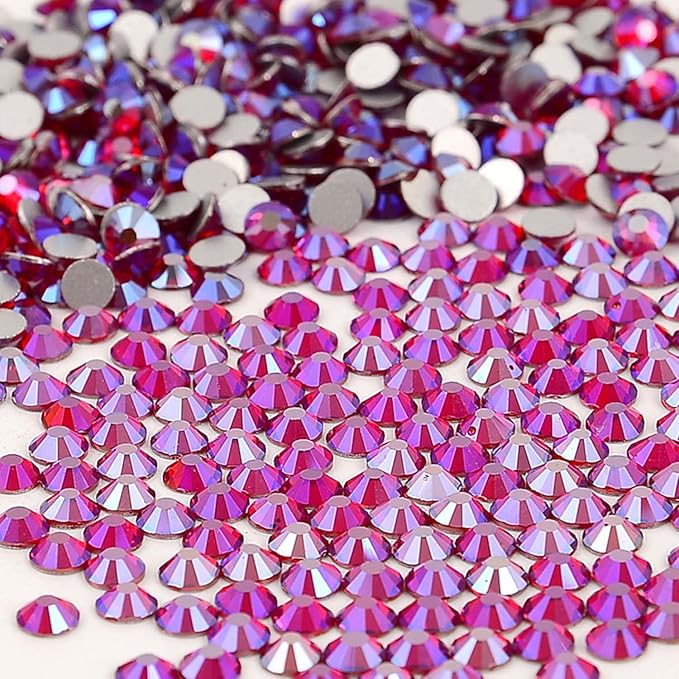 NCB Nancybeads 1500pcs Flatback Round Glass Nail Art Rhinestones Crystal for DIY Making Accessories Shoes, Clothes, Face Art, Bags, Manicure (Siam AB, SS16 1500pcs)