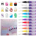 SUTROMA 12 Colors Nail Art Pens Kit, Waterproof and Quick Dry Nail Art Markers, Nail Polish Pens, DIY Art Nail Decorations