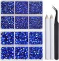 Bymitel Hotfix Crystal Rhinestones Round Gems for Crafts,Mixed 6 Sizes with Wax Pencil Kit, Sapphire 1.6-6.3mm SS4-SS30/8000pcs