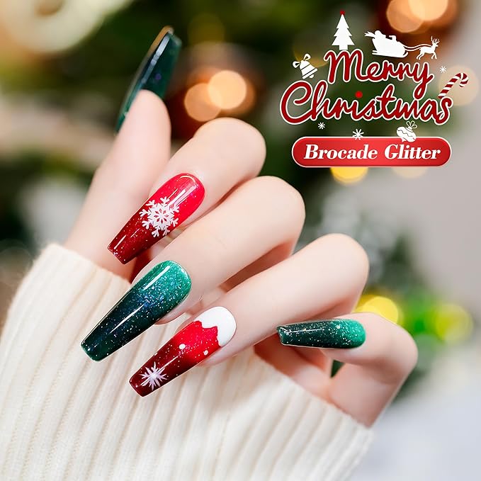 YTD Likomey Color Changing Gel Nail Polish Set,Fall Winter 8 Colors Shimmer Brocade Glitter Mood Temperature Change Colors Kit,Black Green Red Blue Purple UV Thermal Manicure Color Gel,7.5ml
