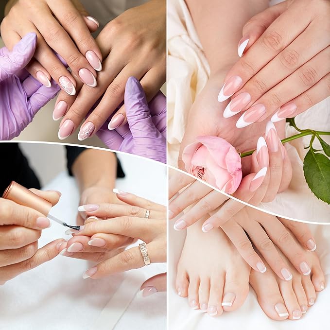 French Tip Nail Stickers, 90 Sheets 3420 Pieces Manicure Strips, 3 Designs Self-Adhesive Moon Shaped Tip Stickers Guide for DIY Decoration