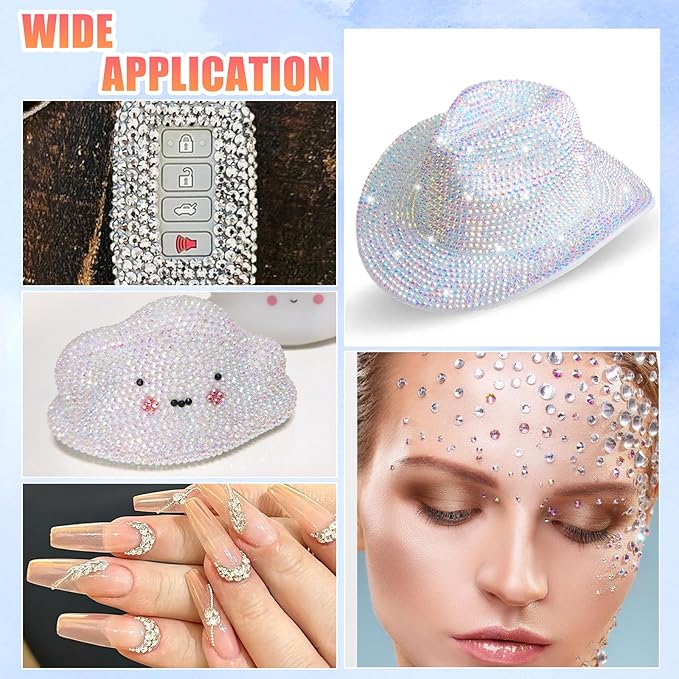 22300Pcs Silver White Rhinestones for Bedazzling, Mix Sizes Jelly Bedazzling Resin Gems, White Gems Bedazzling Kit for Crafting, Flatback Rhinestones for Nails Face Makeup Crafts Tumblers