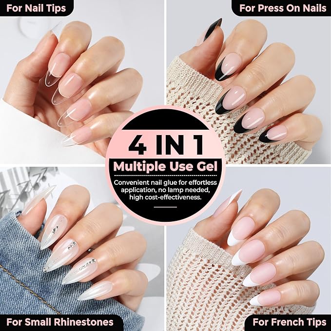 Super Strong Nail Glue 10gX2Pcs for Press On Nails - Quick Drying, Semi Solid, Long Lasting, No U V Light Needed