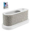 ANGNYA Nail Drill Machine Holder with White Rhinestones, 8 Holes Nail Drill Bit Holder, Nail Efile Stand and Organizer Storage Box Case