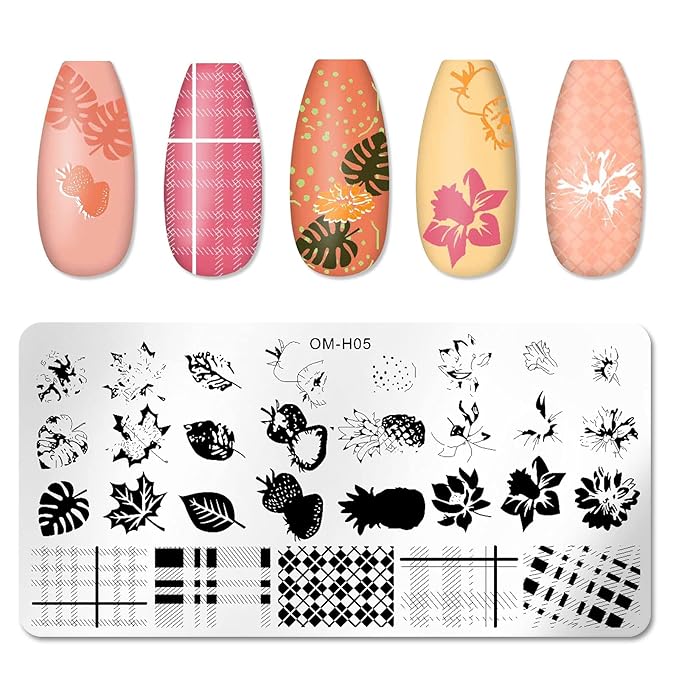 JERCLITY 6pcs Nail Stamping Plate Nature Pattern Bowknot Love Heart Leaf Image Pattern Nail Art Stamping Kit for Nails