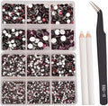 NCB 8000pcs Non Hotfix Rhinestones 10 Sizes Flatback Crystal Glass Rhinestones with Tweezers and Picking Pen for Nail Art Clothes Bags Phone Decorations Crafts DIY (016 Amethyst Mix SS3-SS30)