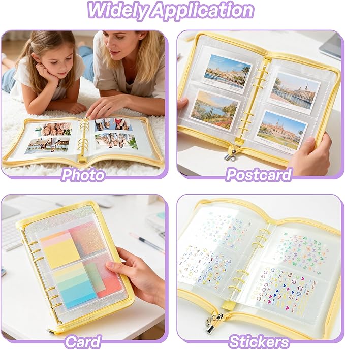 Nail Sticker Book Nail Art Organizer Display 40 Slots Sticker Storage Organizer Binder Empty Stickers Holder DIY Design Tools (yellow)