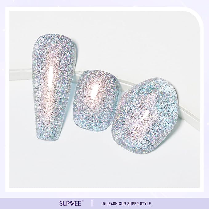 Glitter Nail Polish Quick Dry Finger Nail Polish Non Gel High Glossy Shiny Shimmer Nails Laquer Oil-based Holo Fingernail Air Dry Fast Manicure Gift For Women Girls 16ml, 0.54fl oz