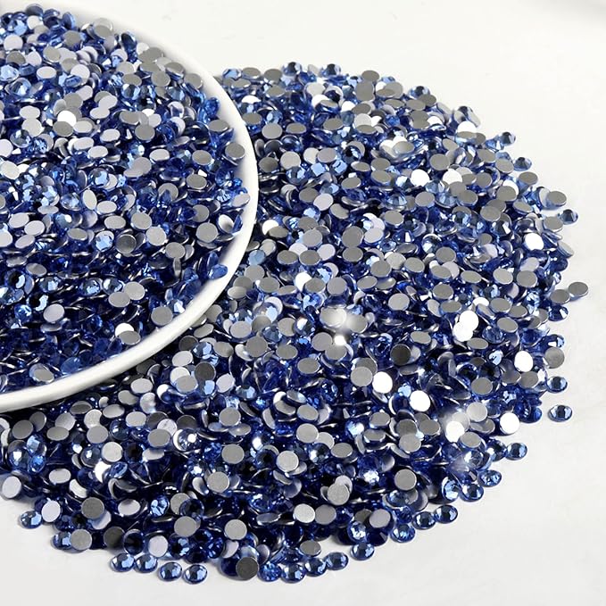 Beadsland Flatback Rhinestones Bulk,14400pcs Light Blue Rhinestones for Nails Crafts Clothes DIY Decoration, Light Sapphire, SS20, 4.6-4.8mm