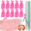 MORGLES Nail Polish Remover Kit with 300 Pcs Lint Free Wipes, Pink Nail Clips with 2 Pcs Files and Buffers, Rose Cuticle Oil, Cuticle Trimmer & Pusher