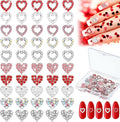 Sadnyy 100 Pcs Valentine Heart Nail Charms for Nail Art, 3D Heart Rhinestone Decals Silver Crystal Charms Diamond Alloy Gems for Women Valentine's Decorations(Elegant)