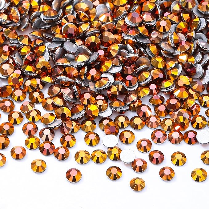 Gold Flatback Rhinestones, Glass Rhinestones for Nail Art and Craft, Glue Fix, Loose Crystal Gemstones(Gold, SS4, 2880pcs, 1.5-1.7mm)