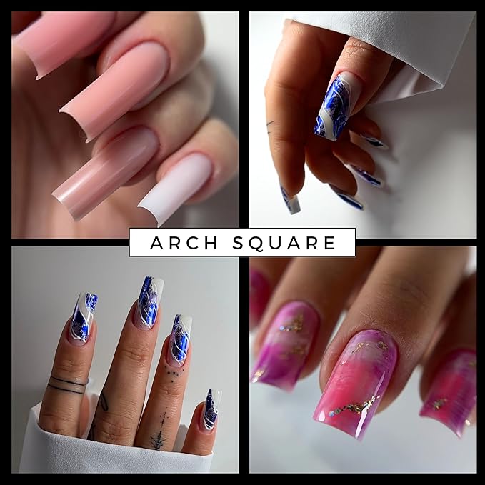 Dual Nail Forms ARCH SQUARE Structure Poly gel Forms Full Cover Molds 12 Sizes for Solid Gel Glue Art Design Salon&DIY