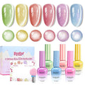 Beetles Fruit Magnet Cat Eye Gel Nail Polish Set - 6 Colors Spring Gel Polish Kit Glitter Cat Eye Pink Purple Blue Yellow Green Magnetic Shine Soak Off UV Salon DIY Manicure Gift for Women