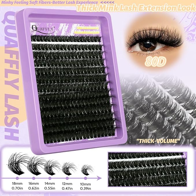 Lash Clusters Kit 60D+80D Individual Spikes Lashes Manga Eyelash Clusters D Curl DIY Eyelash Extension Kit with Lash Bond & Seal Lash Remover Tweezer Brush*10 for Anime Eyelashes