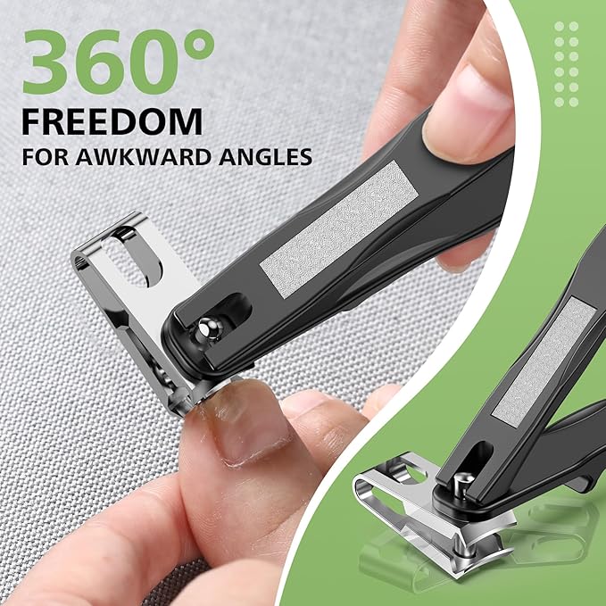 BALUCA Heavy Duty Toenail Clippers for Thick Nails & Seniors – Straight & Curved Blade Professional Nail Clipper Set with 360° Rotating Head, Nail Lifter – Ingrown Toenail Tool Solution