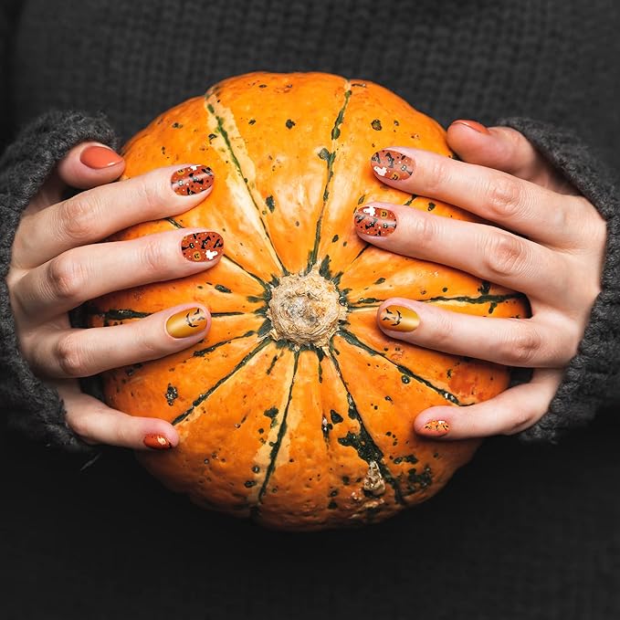 TailaiMei 12 Sheets Halloween Nail Wraps Stickers Nail Polish Strips Self-Adhesive Full Wraps with 2 pcs Nail Files for DIY Nail Art Decals (Pumpkin Style)