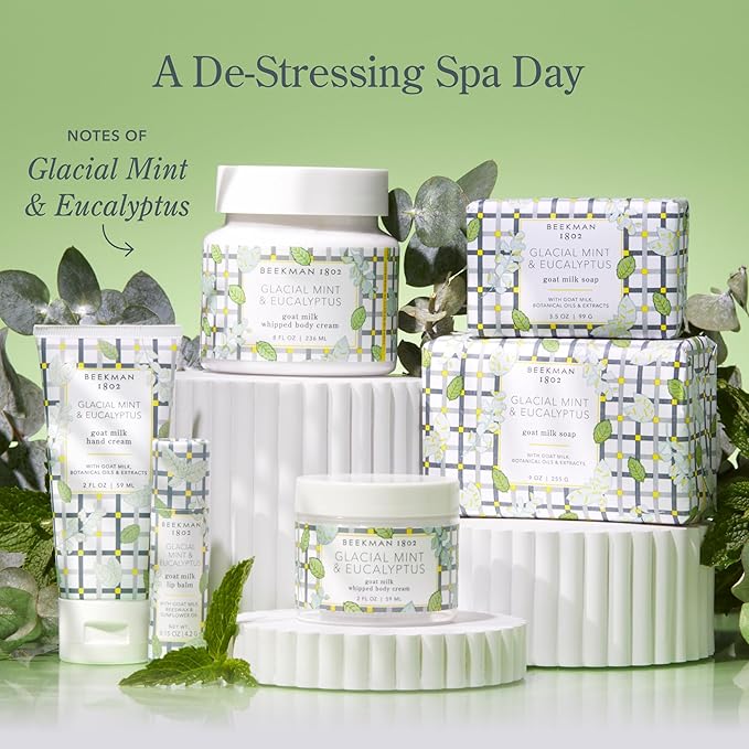 Beekman 1802 Goat Milk Hand Cream – Glacial Mint & Eucalyptus – Scented – 2 oz – Moisturizing Hand Lotion for Dry Skin – Non-Greasy – Sensitive Skin Safe – Cruelty Free