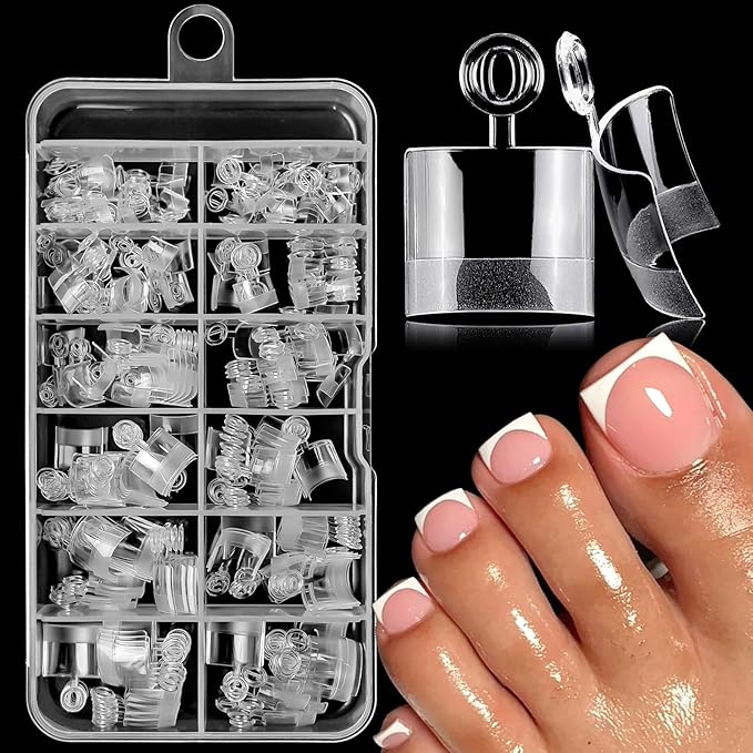 240pc French Fake Toenails Gel Toe Nail Tips Clear Press on Toenail, Short Square Toes Fake Nails Tips Clear Gel Toenails Extrension False Toe Nail Press ons Feet Artificial Toenail Tip Half Cover