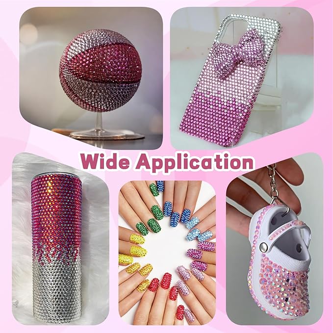 20000Pcs Pink Rhinestones for Bedazzling with 3Pcs B7000 Jewelry Glue, Resin Rhinestones for Crafting Crafts，Bedazzler Kit Flatback Gems for Clothing Shoes Tumblers Nail Art