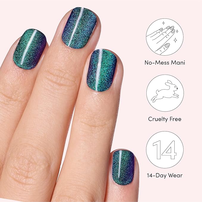 Dashing Diva Glaze Nail Strip Duo - Mermaid Tail Collection - Stone Cold & California Breeze - Long Lasting, Chip Resistant, Semi-Cured Gel Nail Strips - Contains 2 Colors