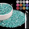 12000PCS 2mm Resin Rhinestones Bulk for Crafting (Lake Blue), Flatback Bedazzling Crystals for Crafts DIY Nail Decoration, Gems Charms for Tumbler Shoes Clothing Fabric with Pickup Pen and Tweezers