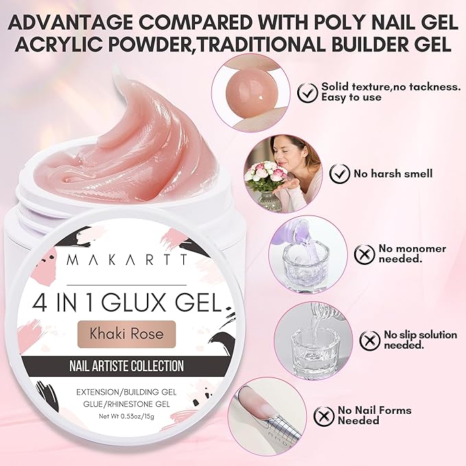 Makartt 3D Sculpting Gel: 3D Gel Nail Art Non-Sticky Carving, Multi-Functional Solid Gels Builder for Nails Starter Kit, Clear Nude Pink 4 Colors for Extension, Molding Hard Gels DIY Manicure