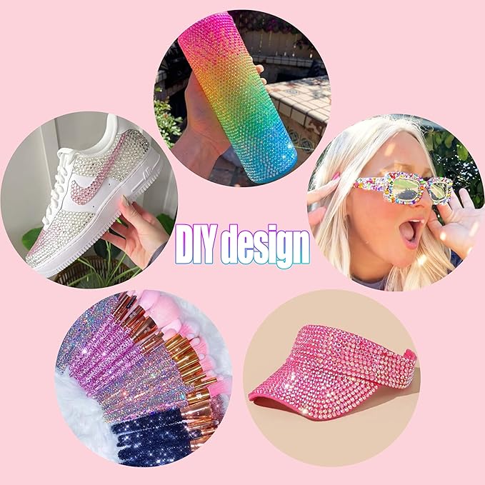 90000Pcs Bedazzling Kit for 12 Colors Rhinestones with 4 Shades Each - 12 Box Diamond Art, 3mm Flatback Gems with 4×10ml B7000 Jewelry Glue & Tools, Perfect for Nail Art, Crafting, Clothing
