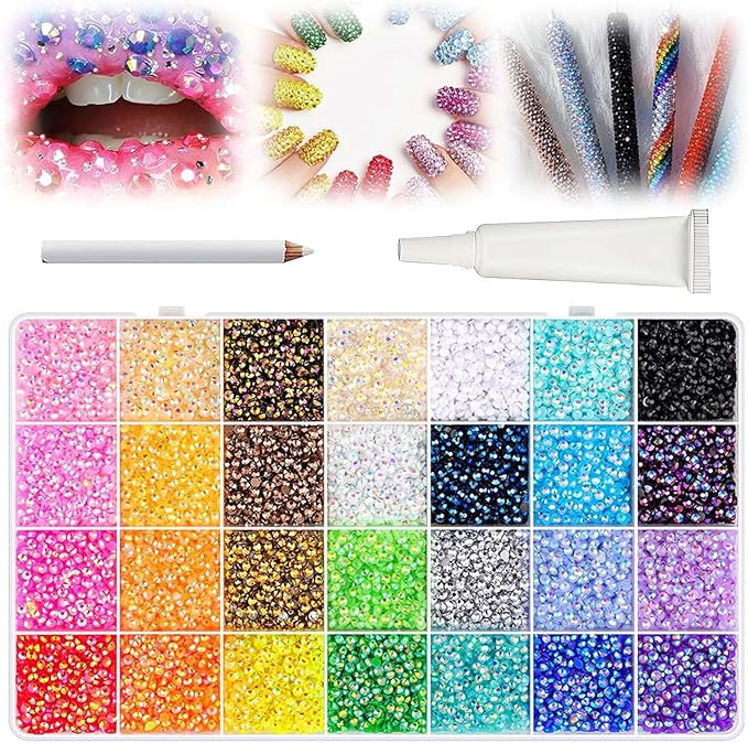 Colorful DIY Resin Rhinestone Kit for Bedazzling, Resin Jelly Rhinestones for Bedazzling, Multicolor 3mm Flatback Gems,Rhinestones Gems Bedazzling Bedazzed Kit for Nail Art (30000PCS)