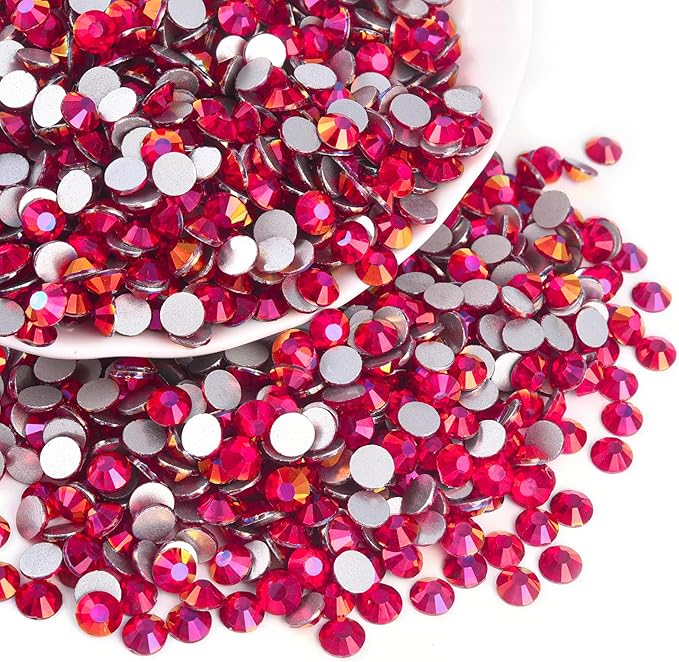 Blinginbox Glass Flatback Rhinestones Crystal Round Gems,Magenta Light,SS30/288pcs,6.4-6.6mm
