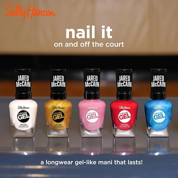 Sally Hansen Miracle Gel™ x Jared McCain, Bucket Blue, Long Lasting, Gel-Like Formula, No UV Lamp Needed, Blue Nail Polish