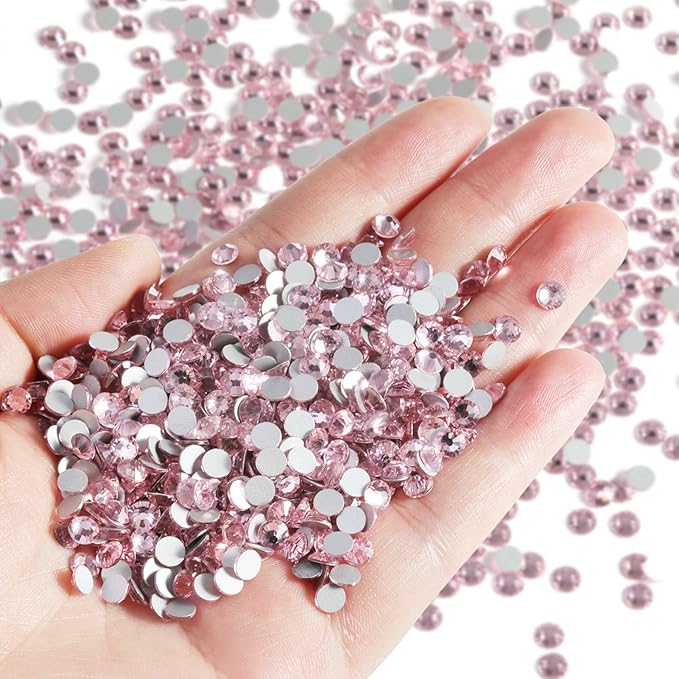 Beadsland Flatback Rhinestones Bulk,14400pcs Pink Rhinestones for Nails Crafts Clothes DIY Decoration, Light Rose/Light Pink, SS6, 1.9-2.1mm