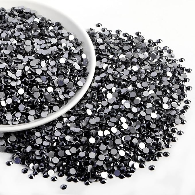 Beadsland Flatback Rhinestones Bulk, 2880pcs Rhinestones for Nails Crafts Clothes DIY Decoration, Jet Hematite, SS30, 6.3-6.5mm